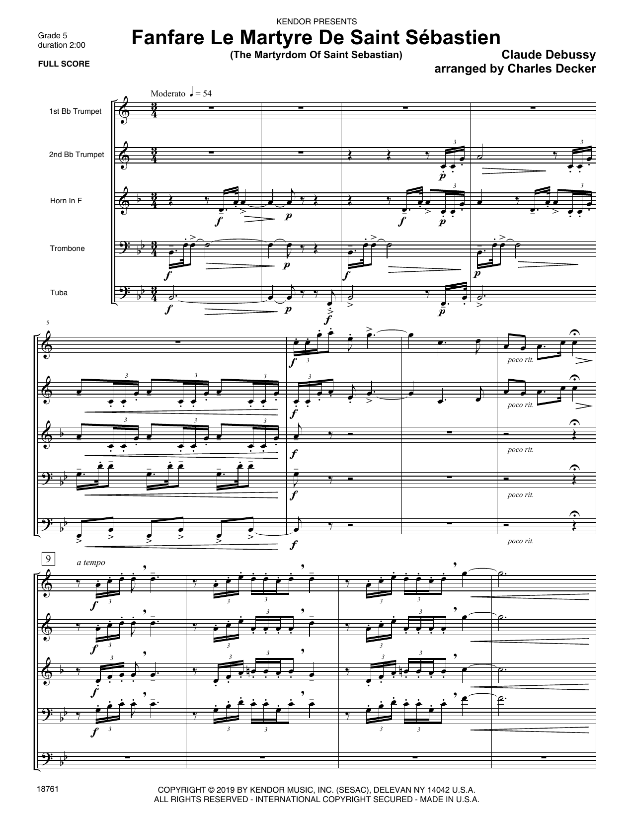 Download Charles Decker Fanfare Le Martyre De Saint Sebastien ( Sheet Music