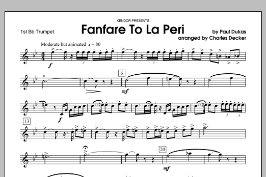 Download Charles Decker Fanfare To La Peri - 1st Bb Trumpet Sheet Music