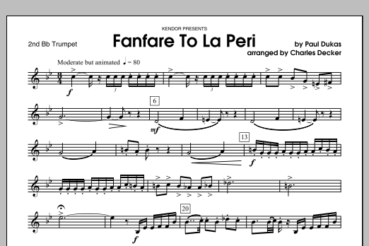 Download Charles Decker Fanfare To La Peri - 2nd Bb Trumpet Sheet Music