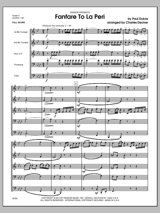 Download Charles Decker Fanfare To La Peri - Conductor Score (F Sheet Music