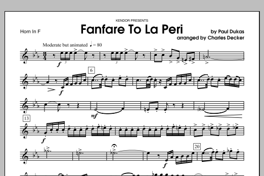 Download Charles Decker Fanfare To La Peri - Horn in F Sheet Music