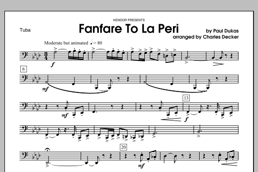 Download Charles Decker Fanfare To La Peri - Tuba Sheet Music