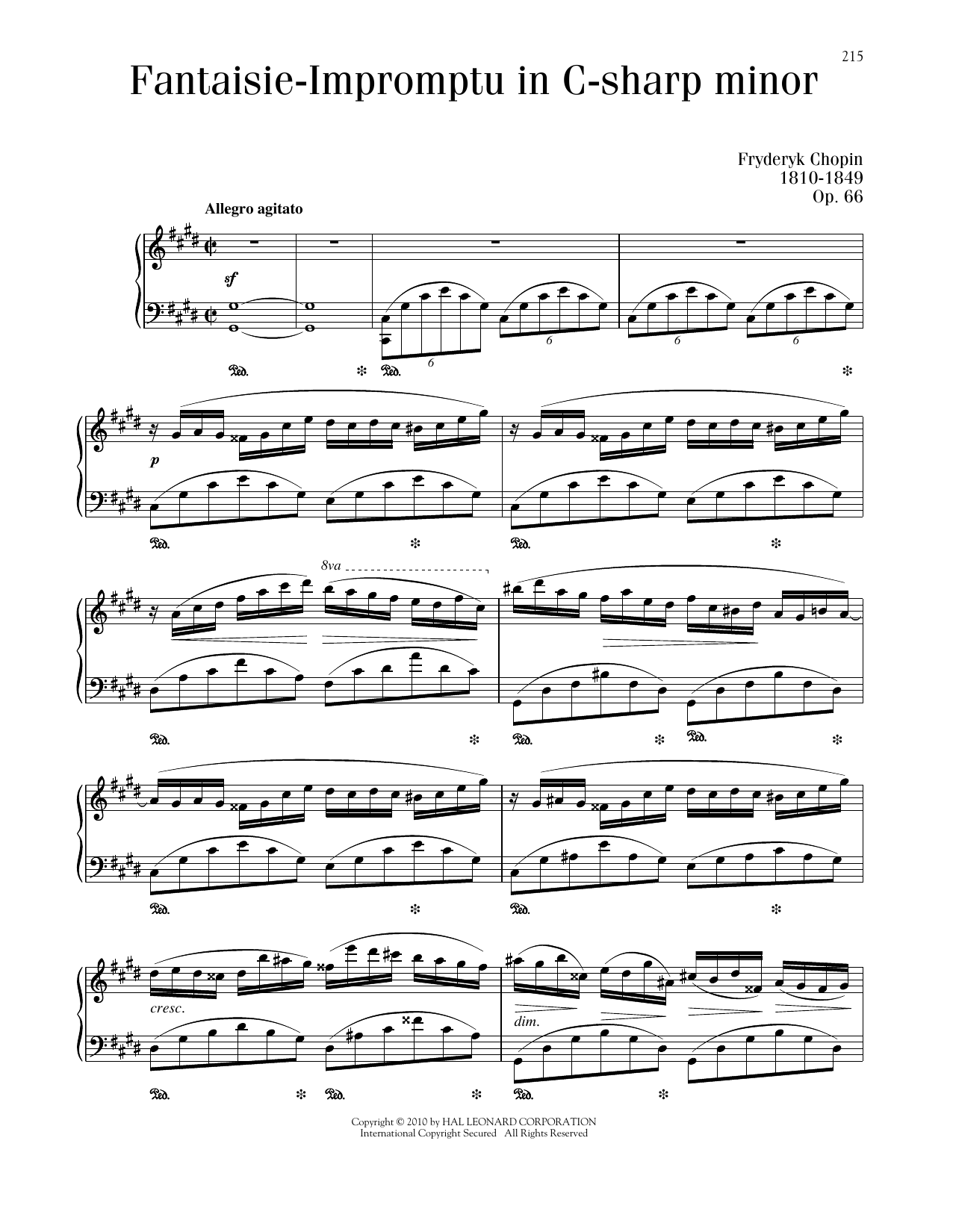 Frédéric Chopin Fantaisie-Impromptu, Op. 66 (Posthumous) sheet music notes printable PDF score