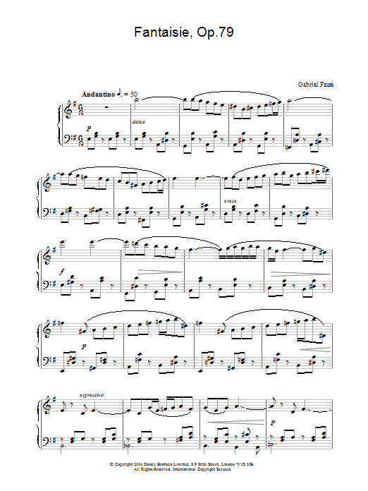 Gabriel Fauré Fantasie, Op.79 sheet music notes printable PDF score