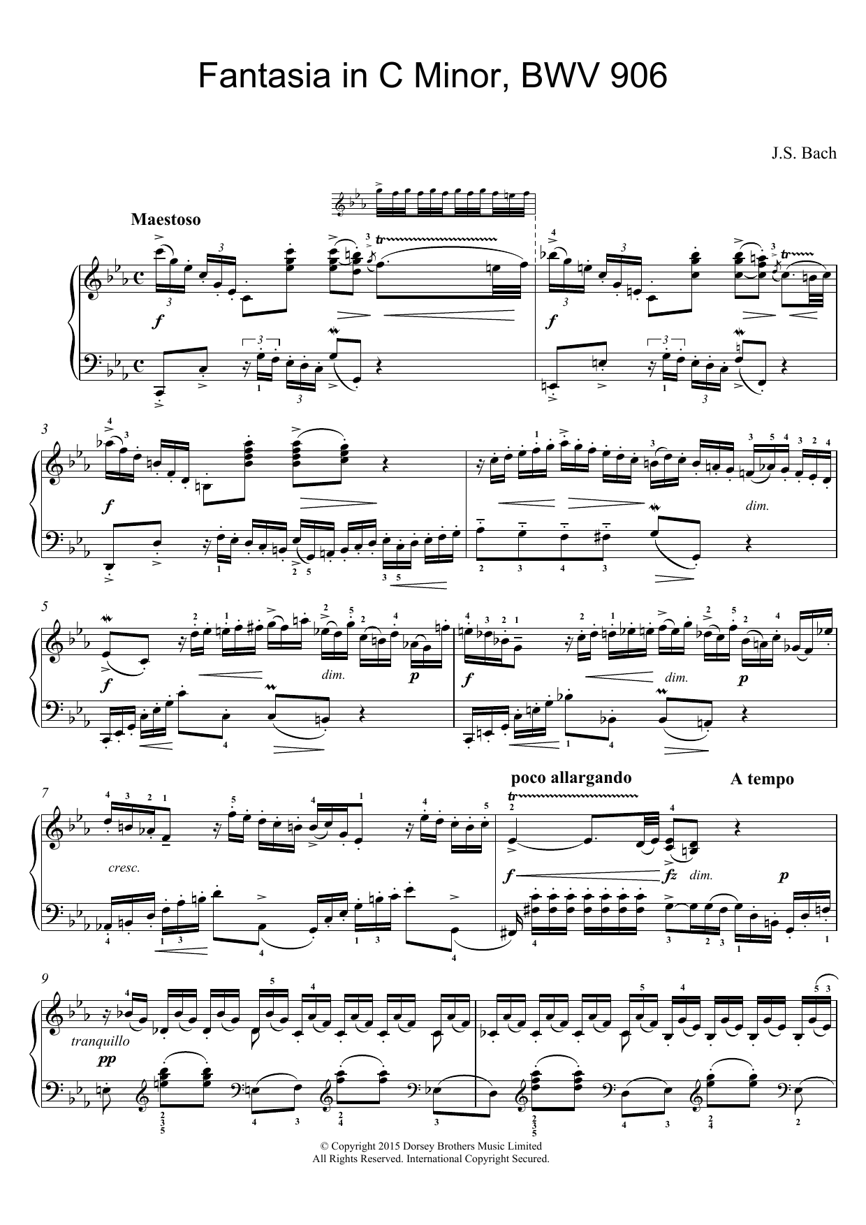 Download Johann Sebastian Bach Fantasia in C Minor, BWV 906 Sheet Music