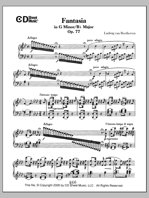 Download Ludwig van Beethoven Fantasia In G Minor/b-flat Major, Op. 7 Sheet Music