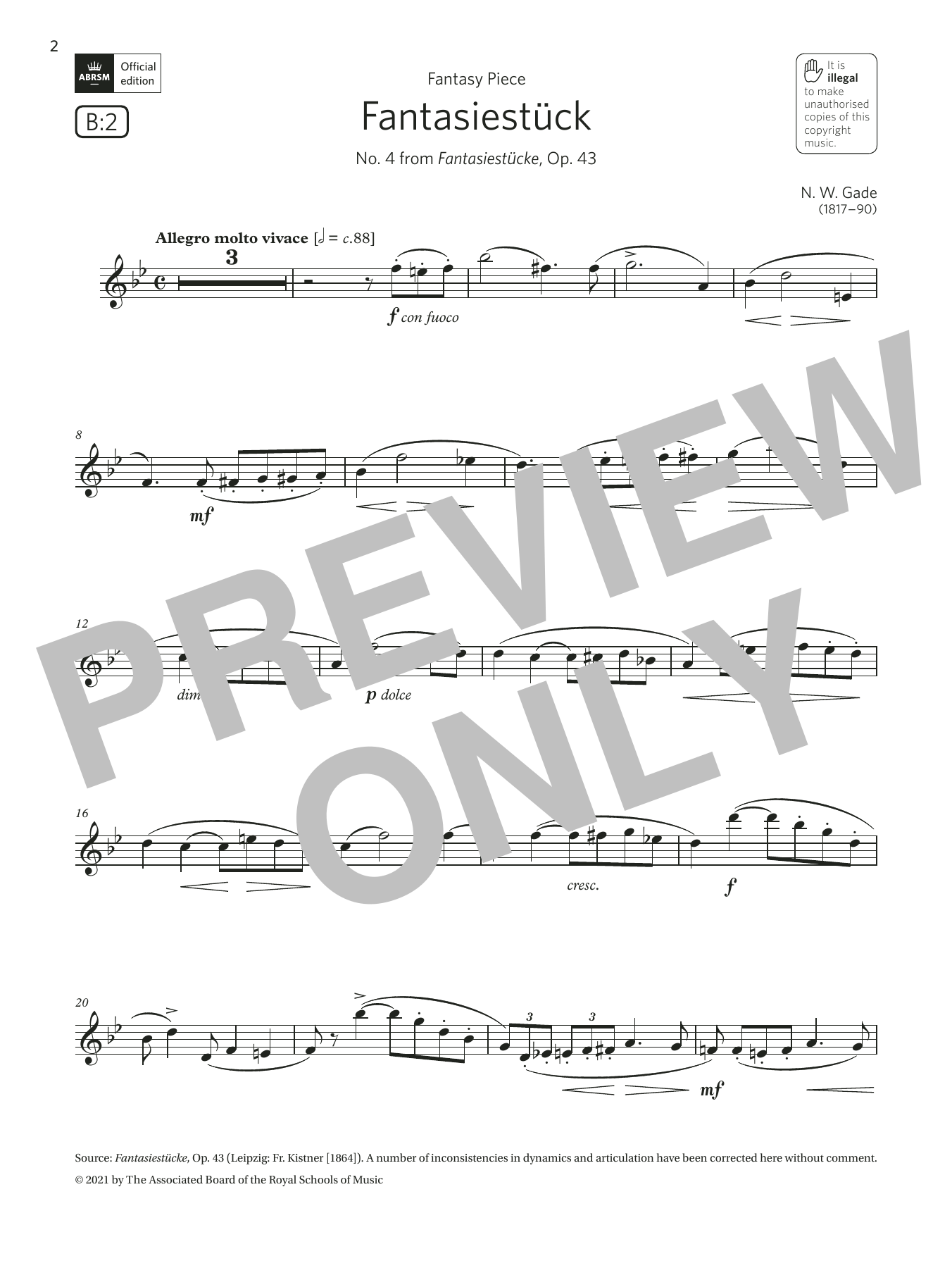 Download Niels Wilhelm Gade Fantasiestück (No. 4 from Fantasiestü Sheet Music