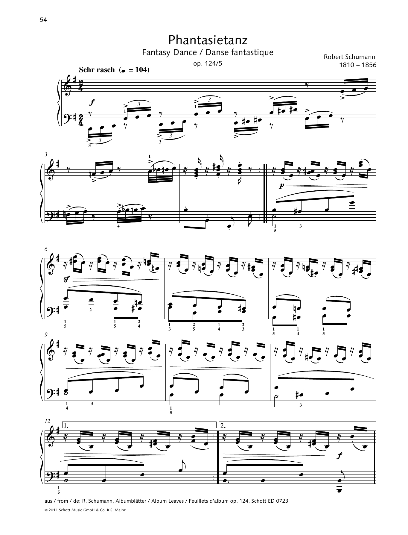 Download Robert Schumann Fantasy Dance Sheet Music
