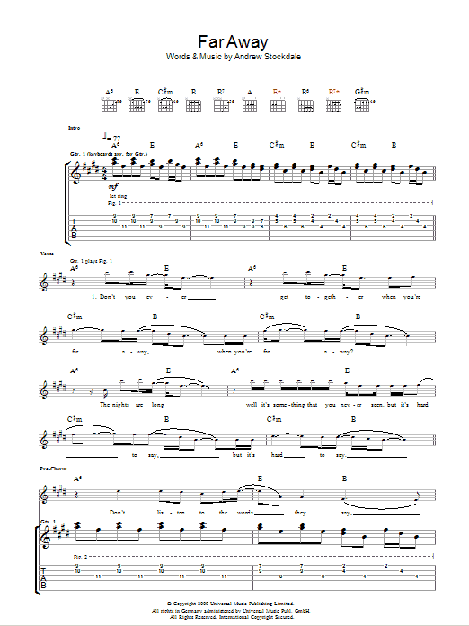 Download Wolfmother Far Away Sheet Music
