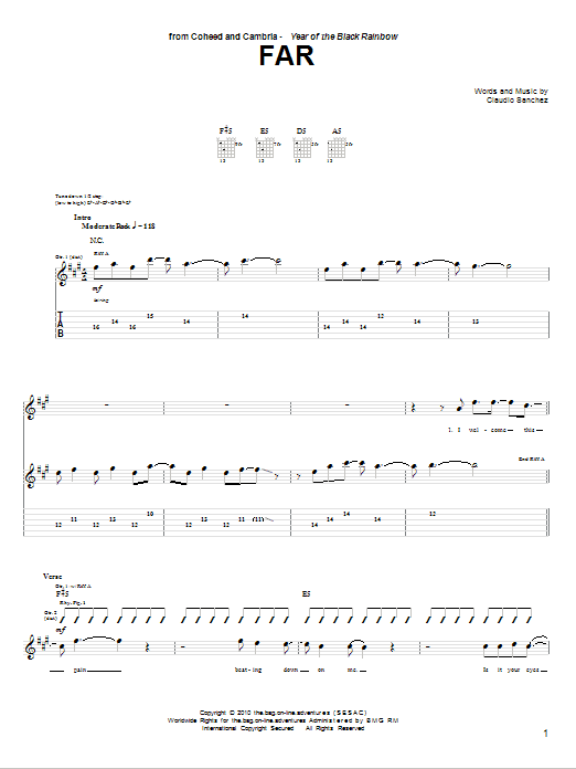 Download Coheed And Cambria Far Sheet Music