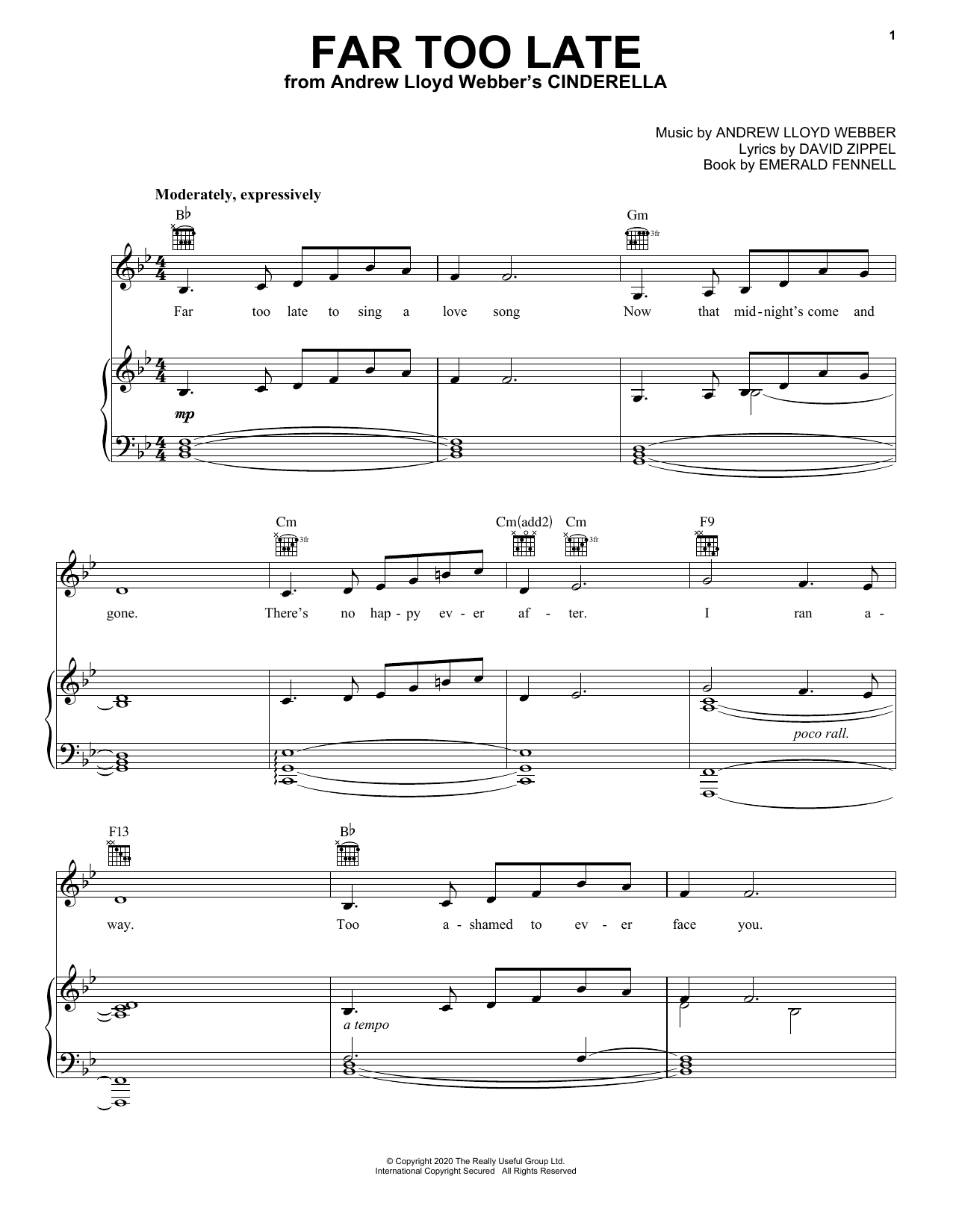 Download Andrew Lloyd Webber Far Too Late (from the musical Cinderel Sheet Music