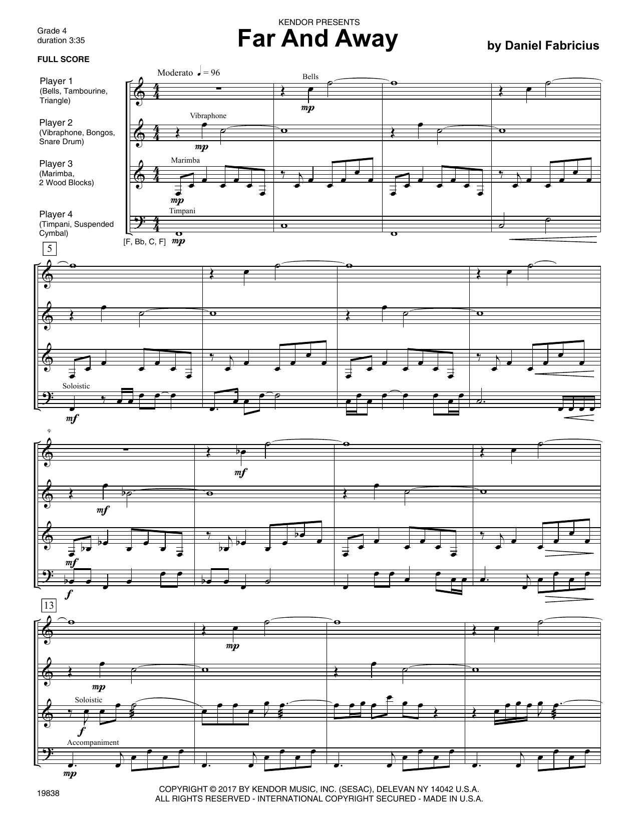 Download Daniel Fabricius Far and Away - Full Score Sheet Music