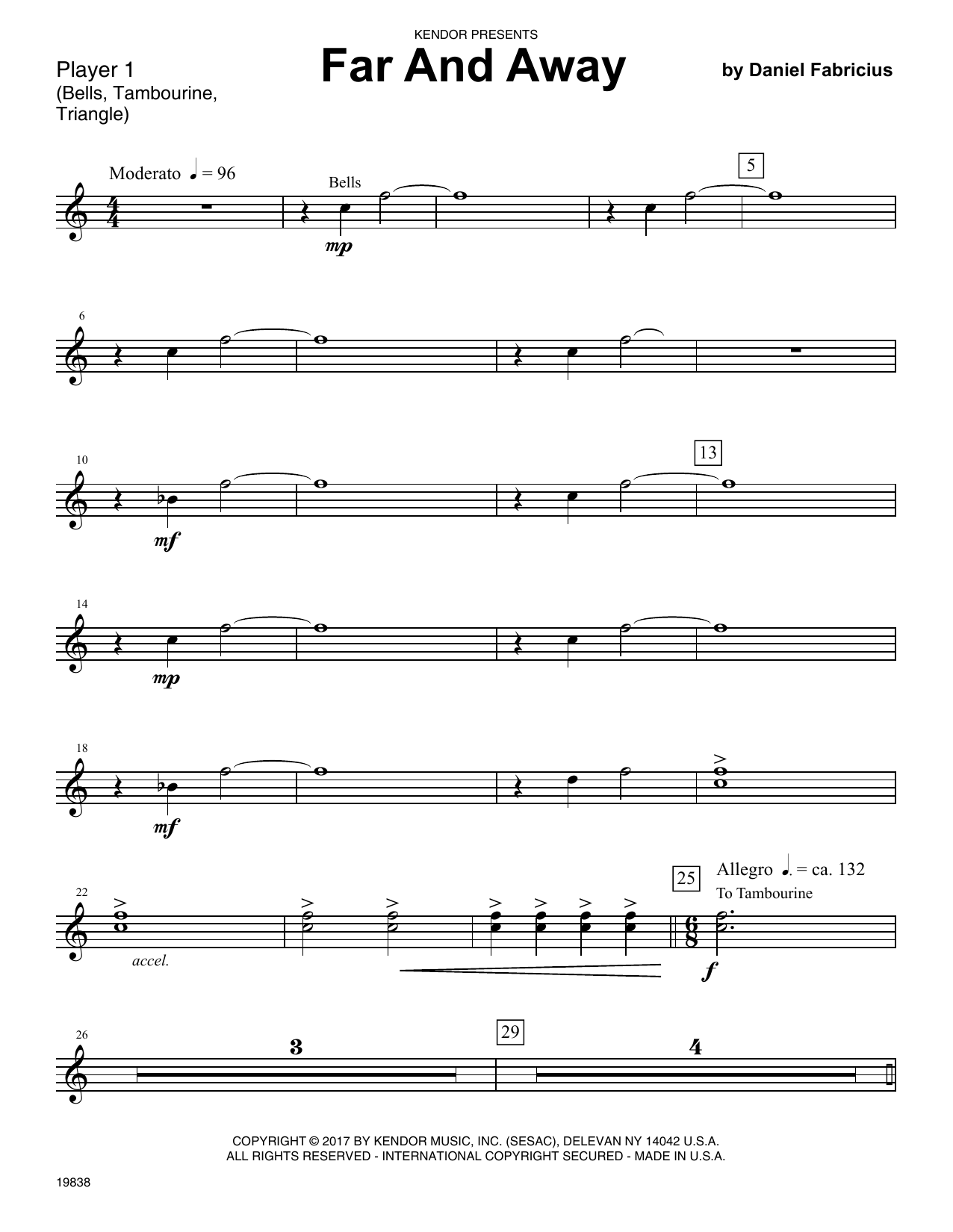 Download Daniel Fabricius Far and Away - Percussion 1 Sheet Music