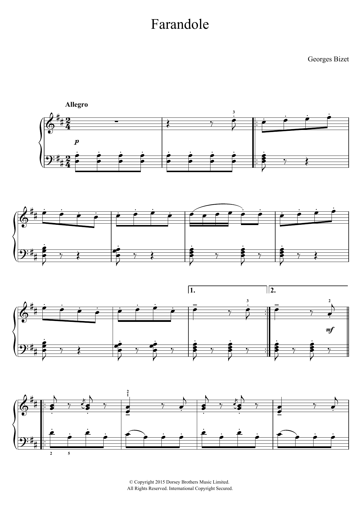 Download Georges Bizet Farandole (from 'L'Arlesienne') Sheet Music