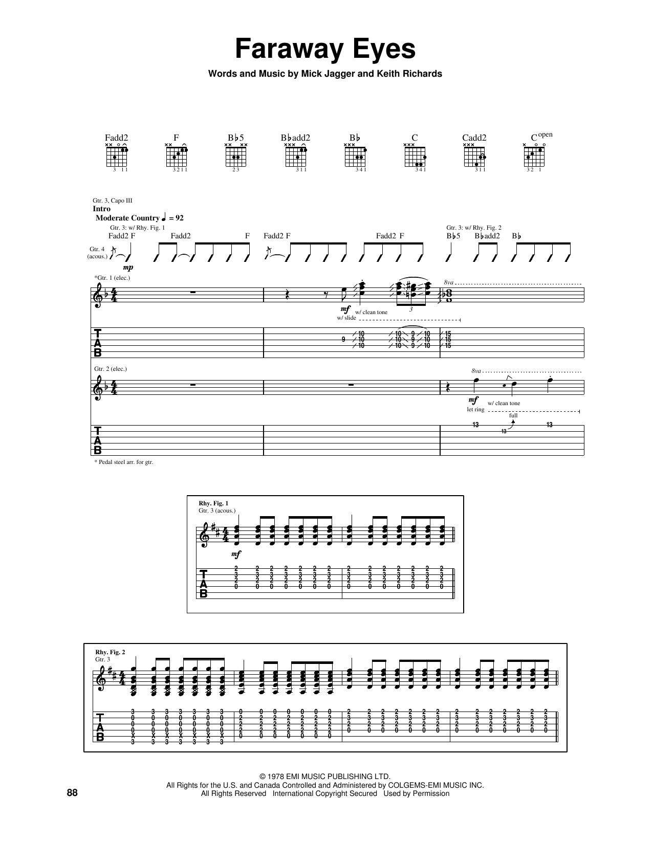 Download The Rolling Stones Faraway Eyes Sheet Music