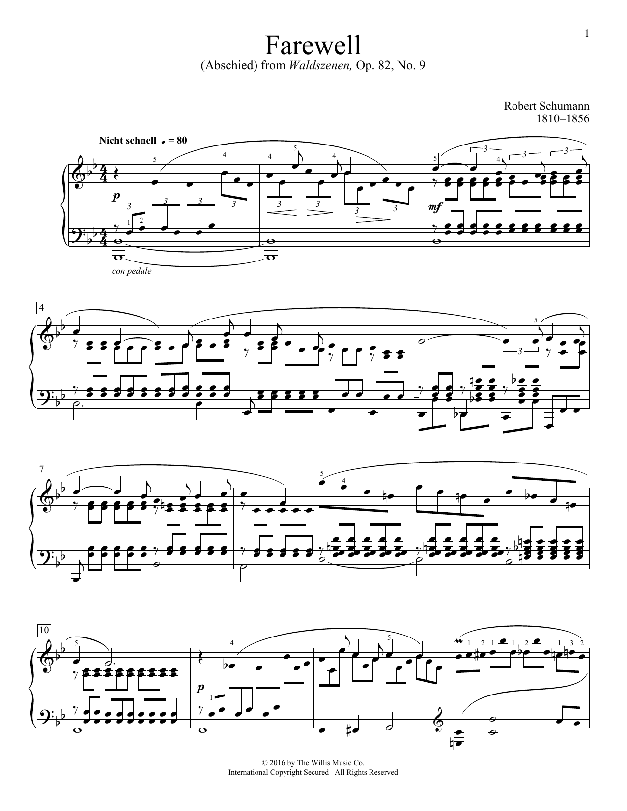 Download Robert Schumann Farewell (Abschied) Sheet Music