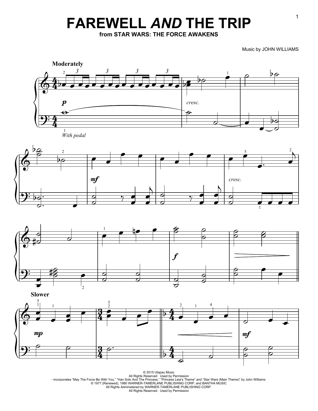 Download John Williams Farewell And The Trip Sheet Music