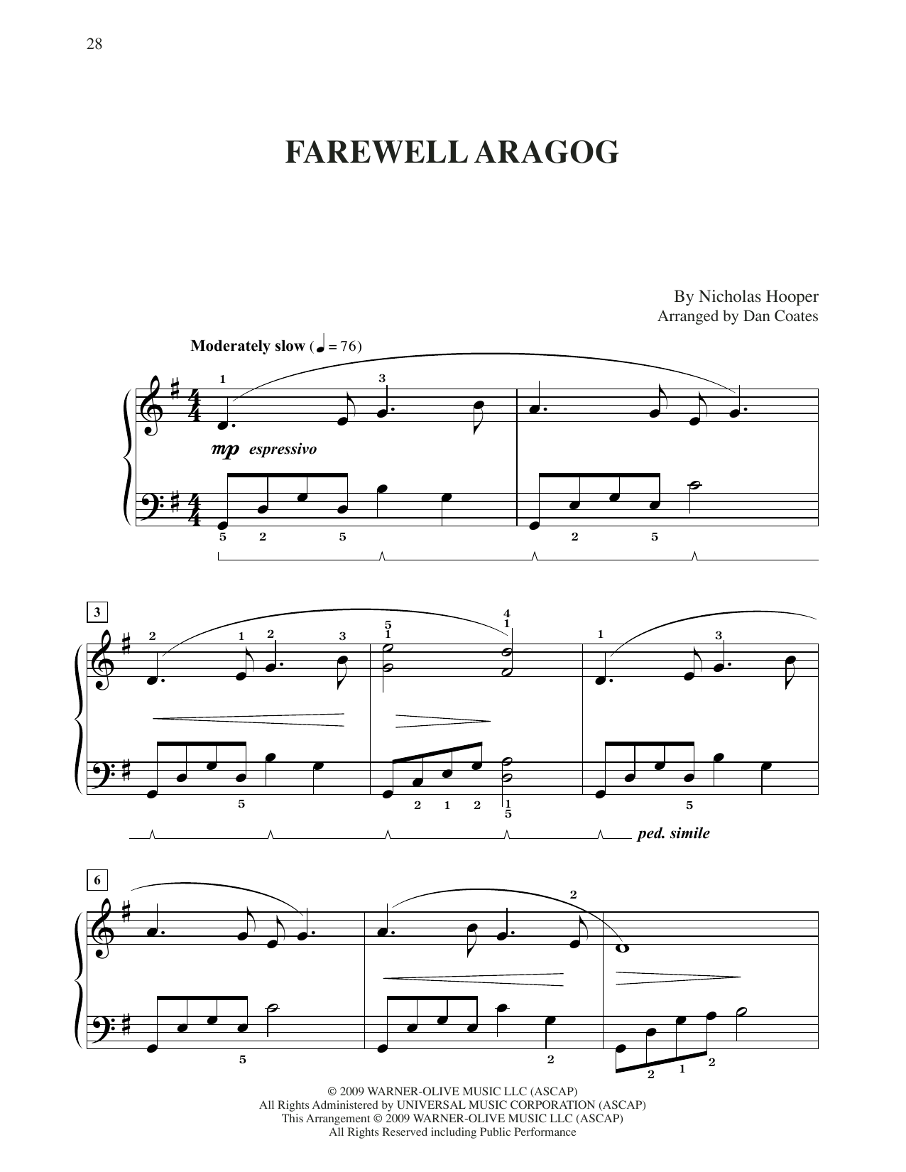 Download Nicholas Hooper Farewell Aragog (from Harry Potter) (ar Sheet Music