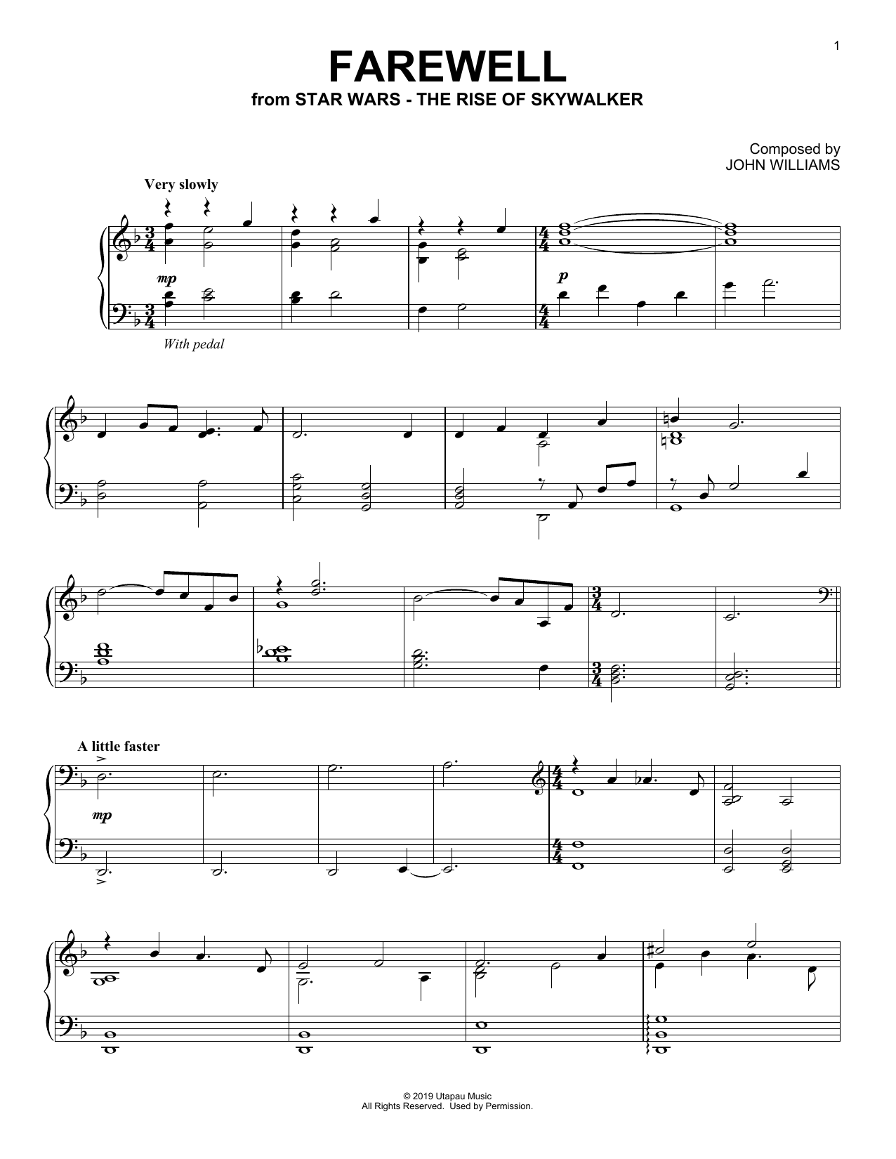 Download John Williams Farewell (from The Rise Of Skywalker) Sheet Music