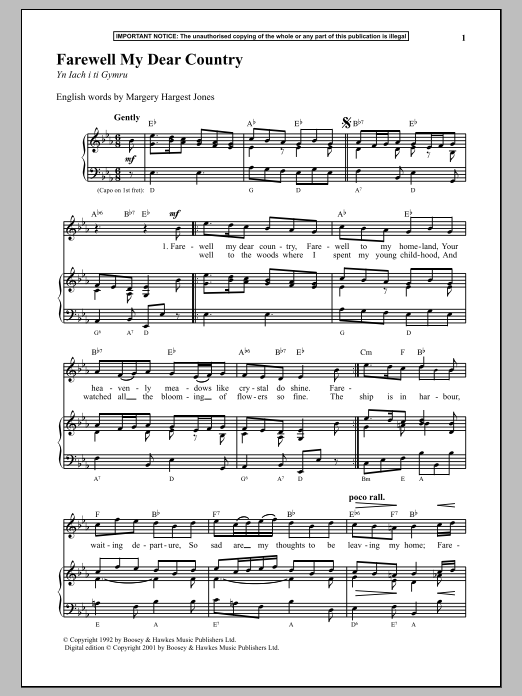 Download Anonymous Farewell My Dear Country Sheet Music