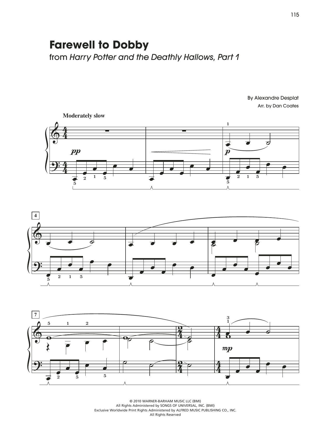 Download Alexandre Desplat Farewell To Dobby (from Harry Potter An Sheet Music