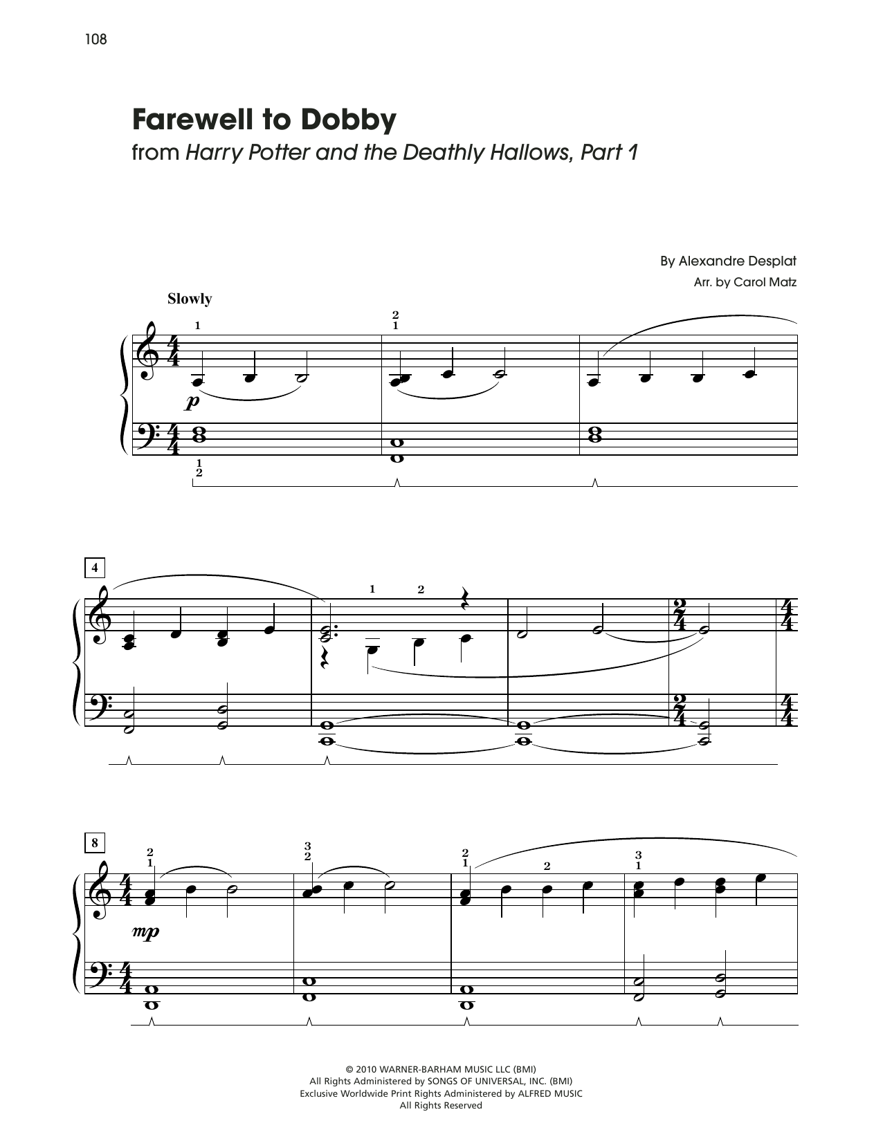 Download Alexandre Desplat Farewell To Dobby (from Harry Potter) ( Sheet Music