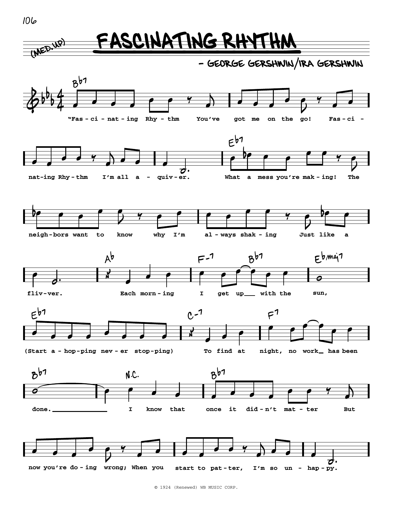Download George Gershwin Fascinating Rhythm (High Voice) Sheet Music