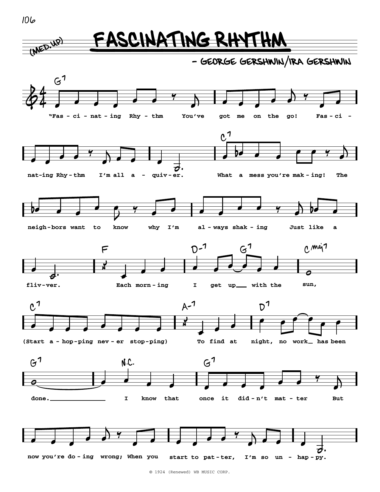 Download George Gershwin Fascinating Rhythm (Low Voice) Sheet Music