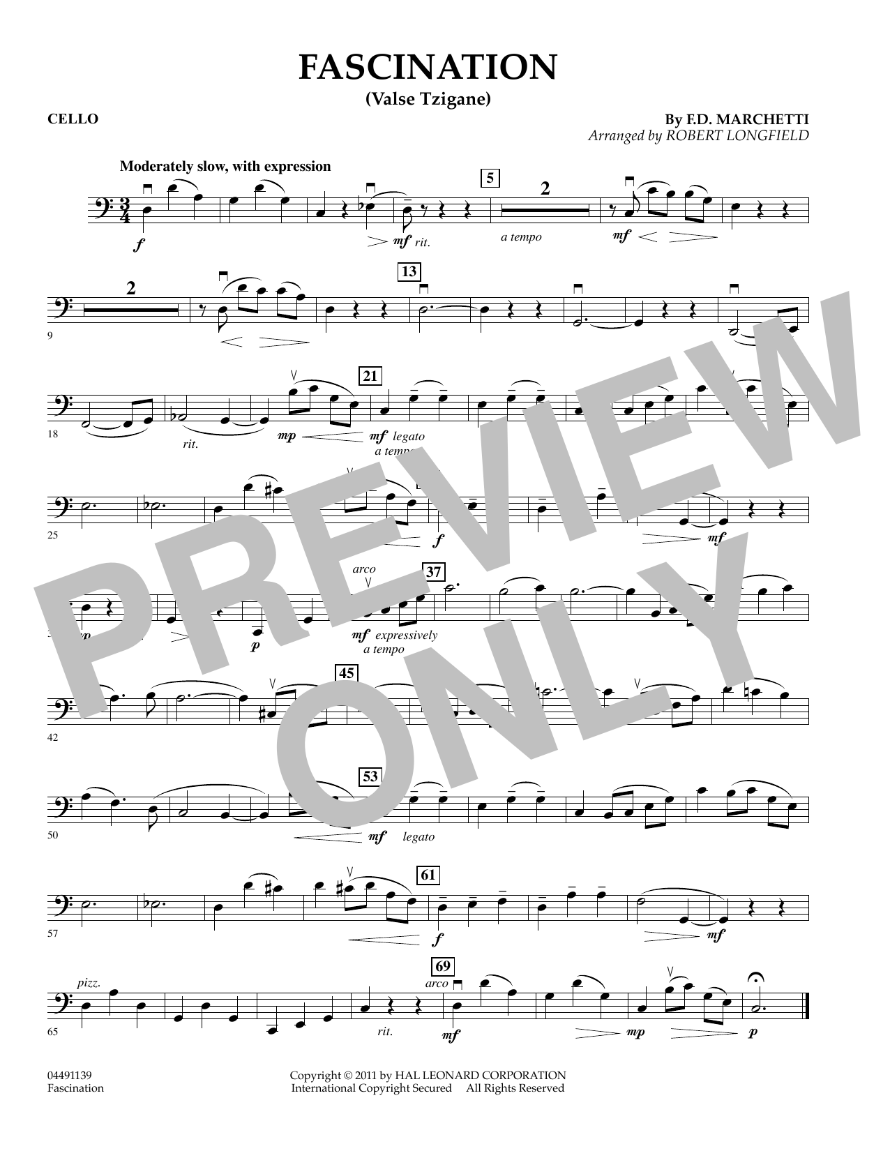 Download Robert Longfield Fascination (Valse Tzigane) - Cello Sheet Music