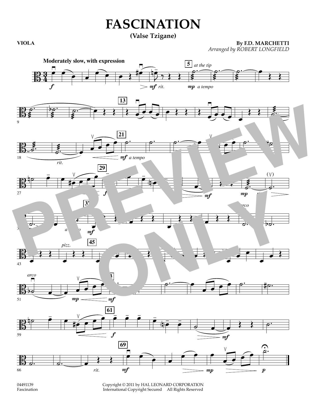 Download Robert Longfield Fascination (Valse Tzigane) - Viola Sheet Music