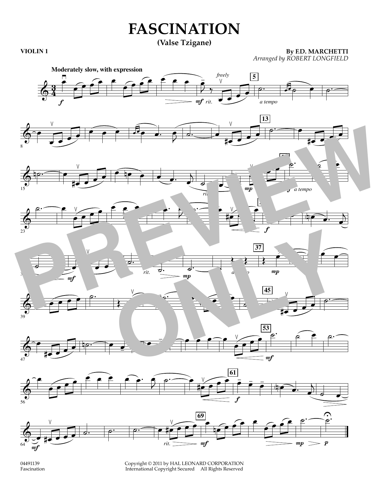 Download Robert Longfield Fascination (Valse Tzigane) - Violin 1 Sheet Music