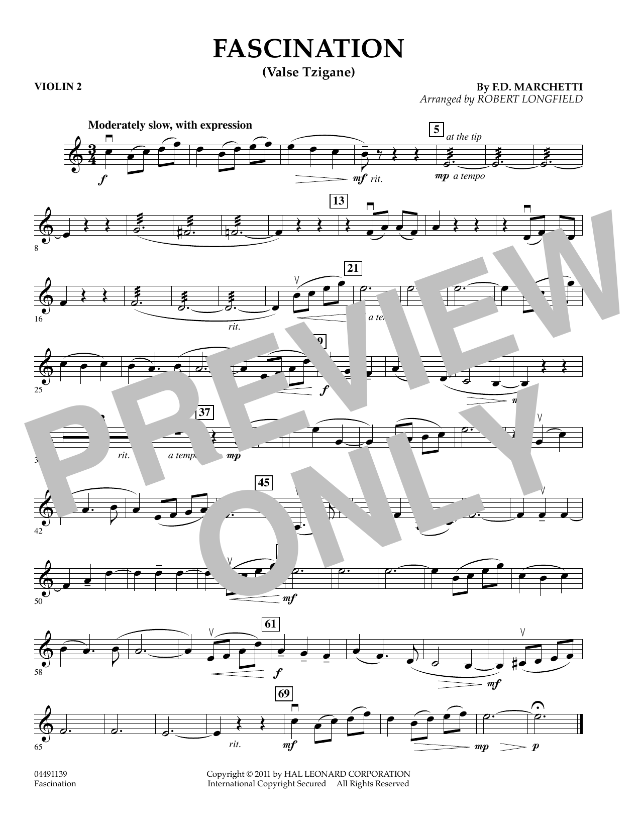 Download Robert Longfield Fascination (Valse Tzigane) - Violin 2 Sheet Music