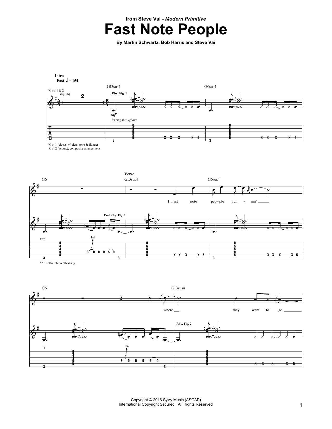 Download Steve Vai Fast Note People Sheet Music
