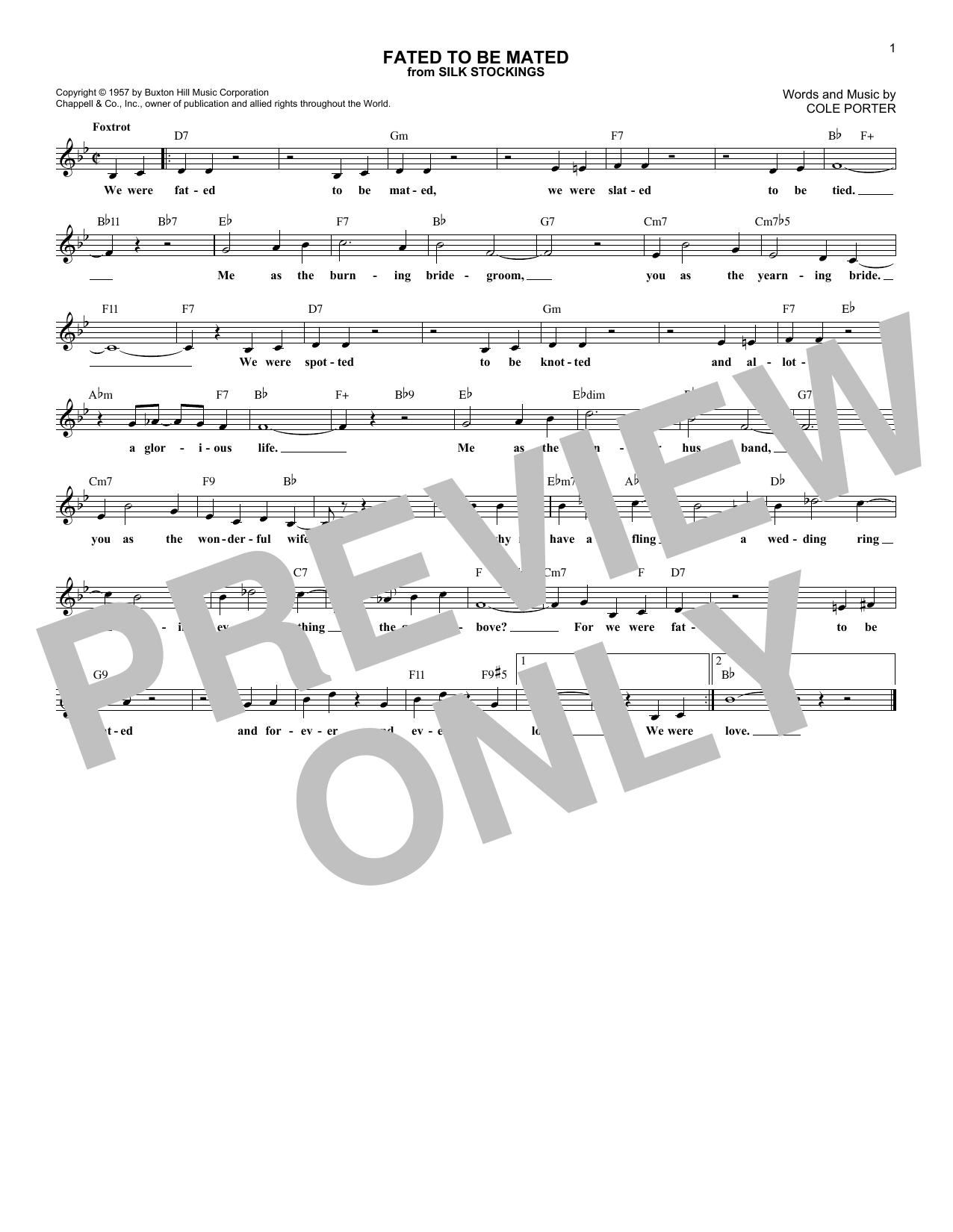 Download Cole Porter Fated To Be Mated Sheet Music