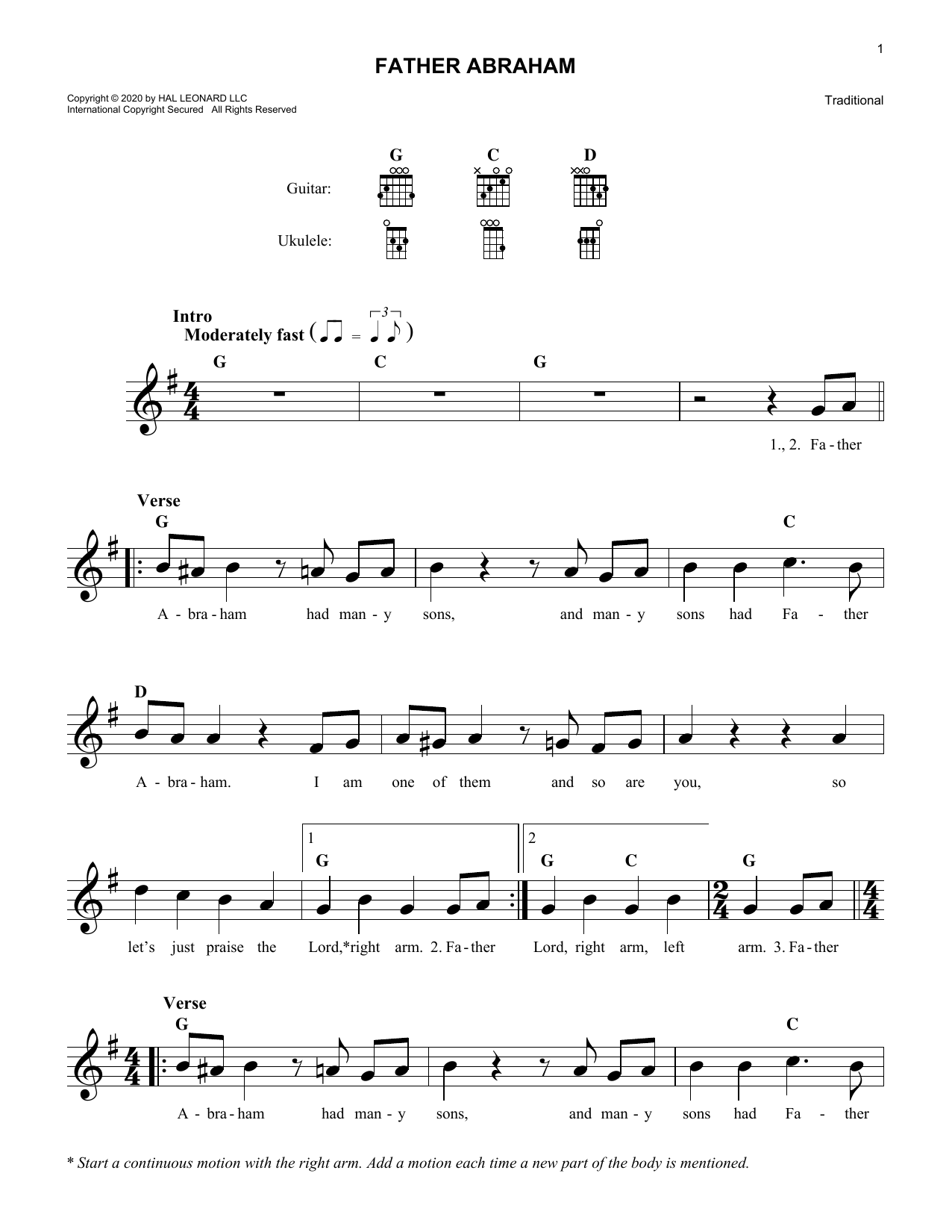 Download Traditional Father Abraham Sheet Music