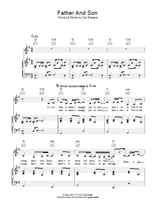 Download Cat Stevens Father And Son Sheet Music