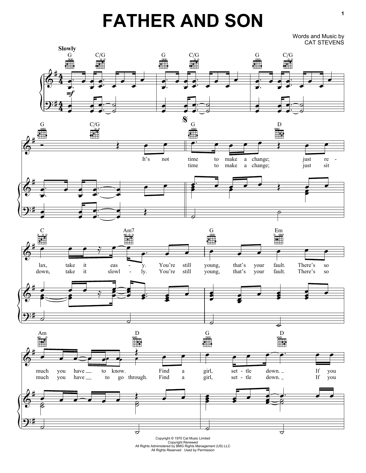 Download Cat Stevens Father And Son Sheet Music