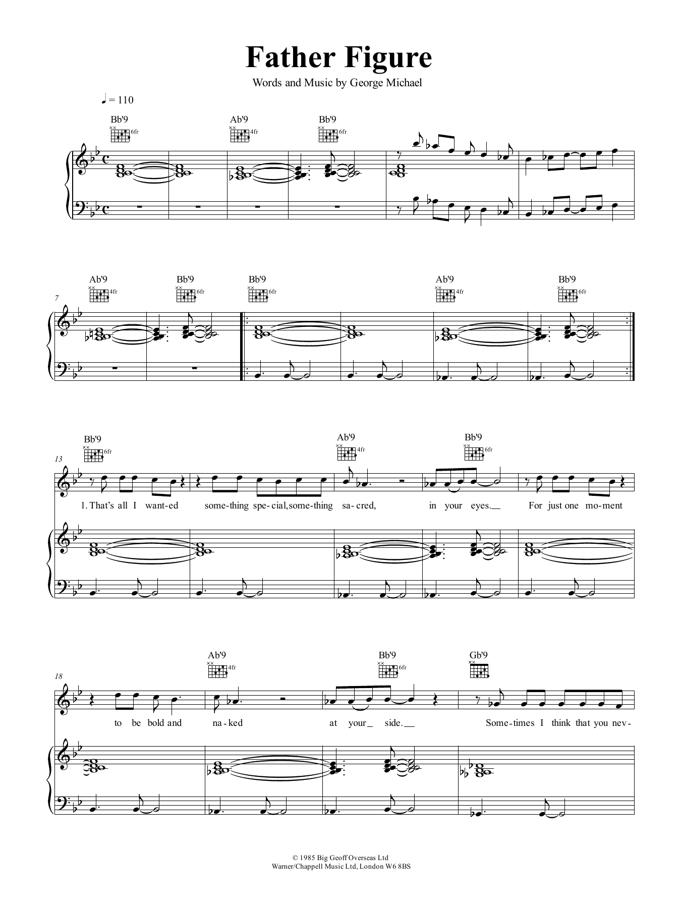 Download George Michael Father Figure Sheet Music