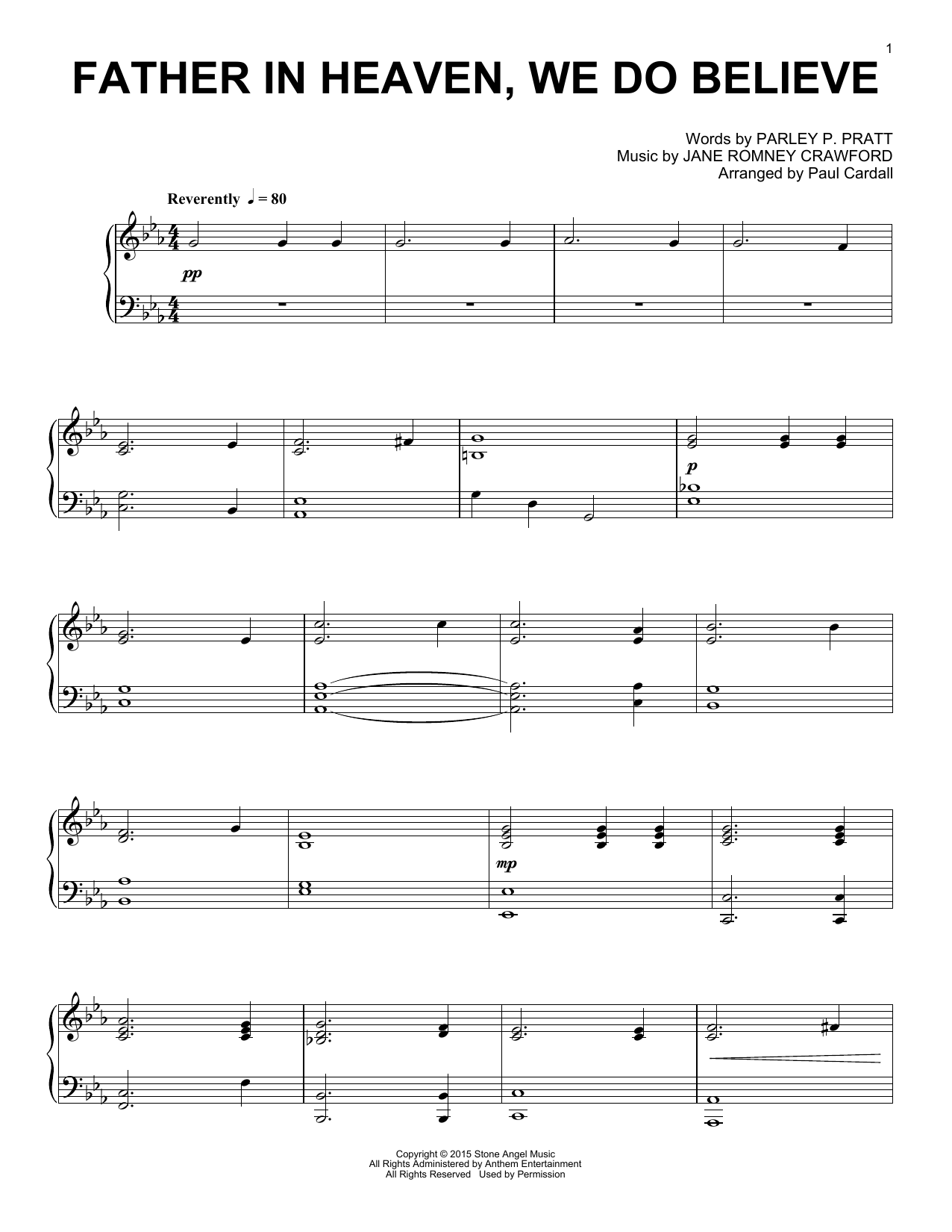 Download Paul Cardall Father In Heaven, We Do Believe Sheet Music