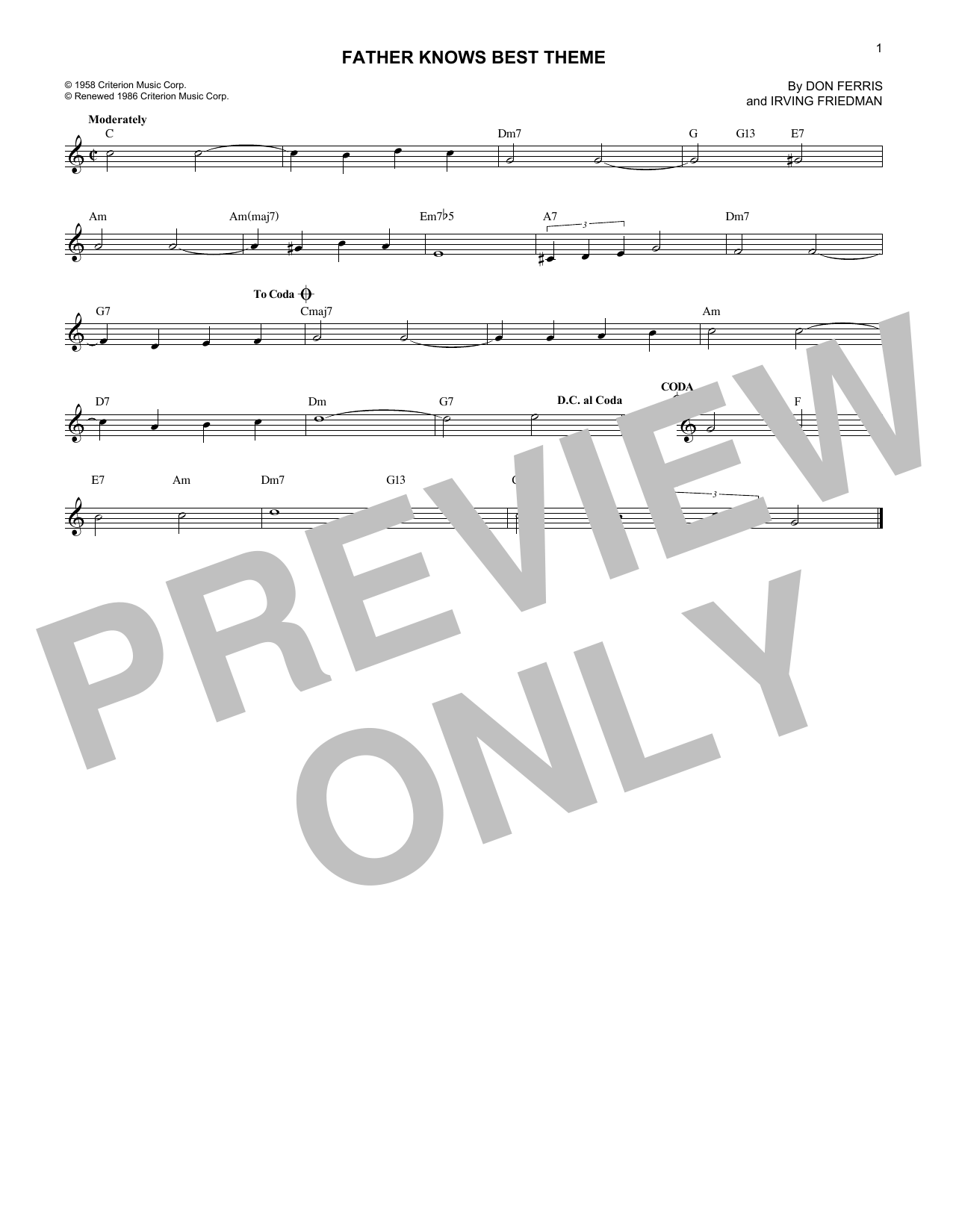 Download Don Ferris Father Knows Best Theme Sheet Music