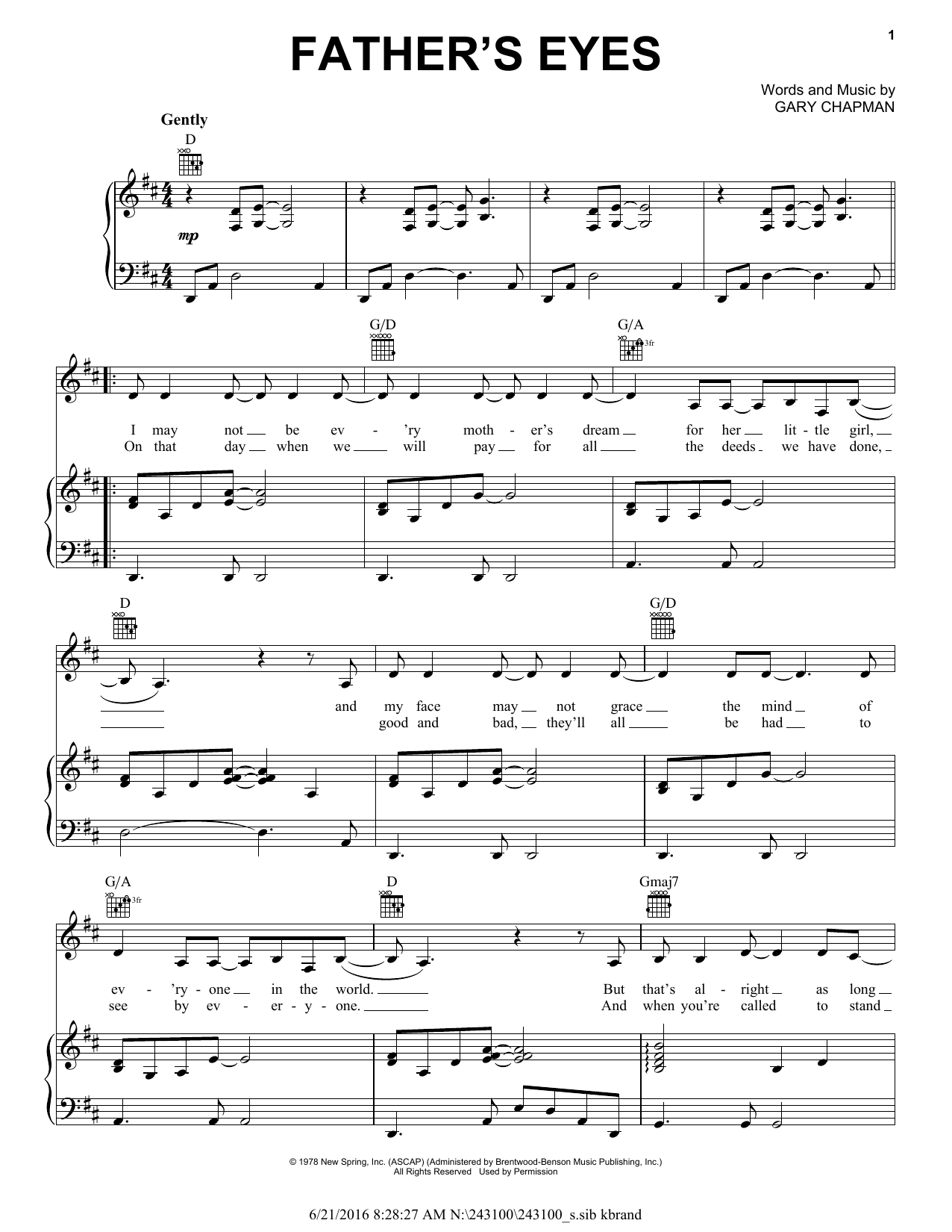 Download Amy Grant Father's Eyes Sheet Music