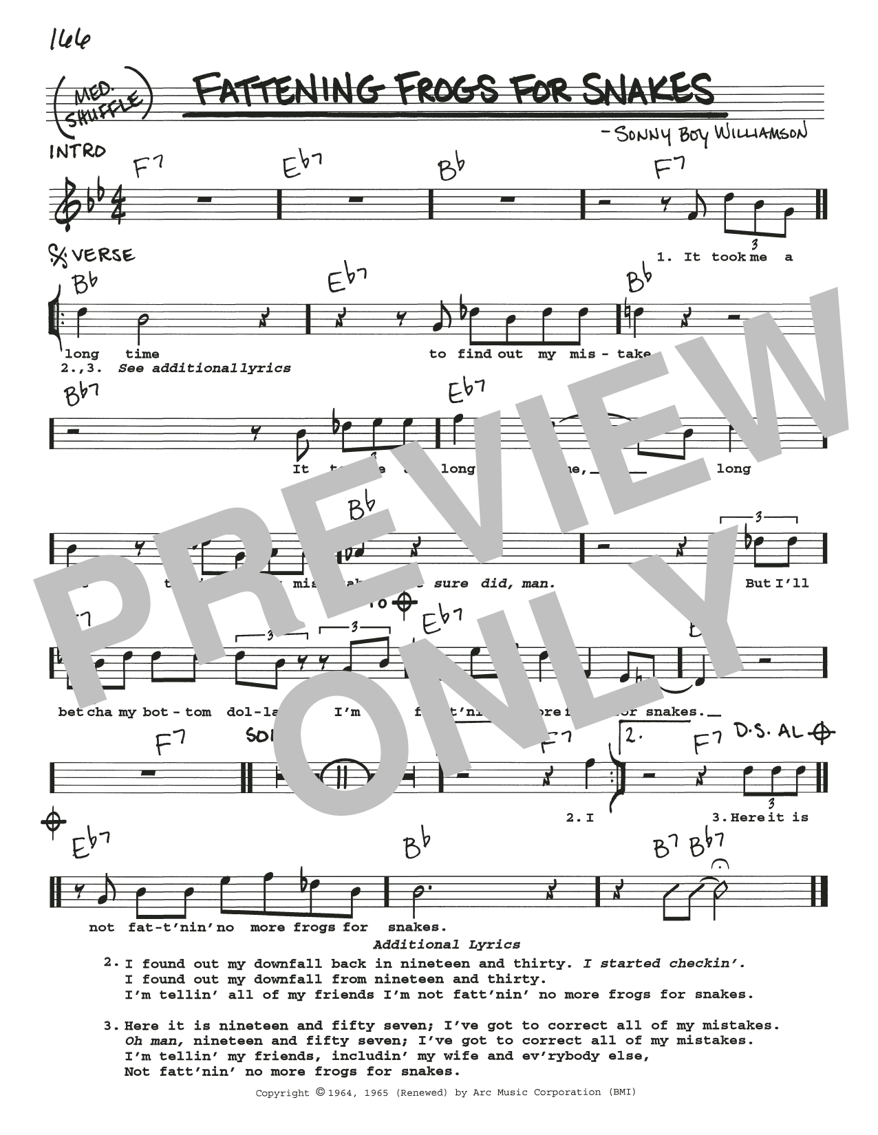 Download Sonny Boy Williamson Fattening Frogs For Snakes Sheet Music