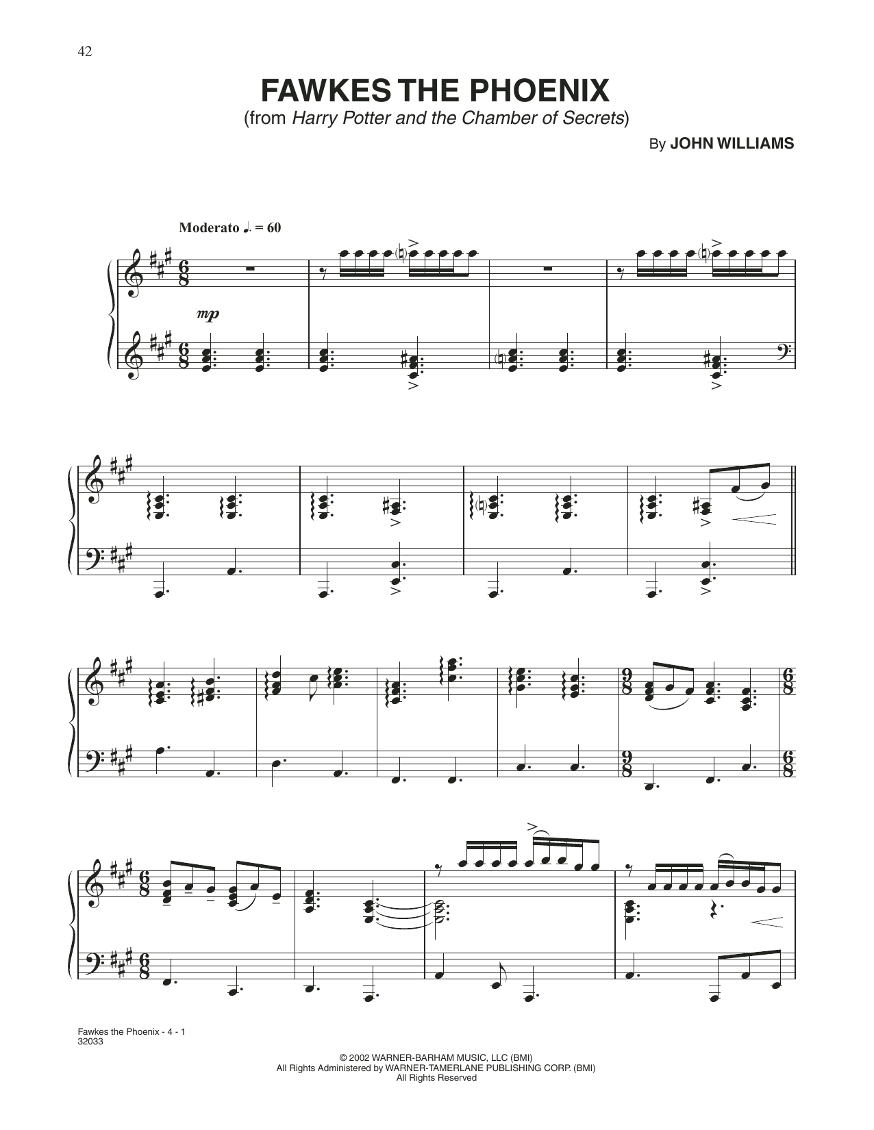 Download John Williams Fawkes The Phoenix (from Harry Potter) Sheet Music