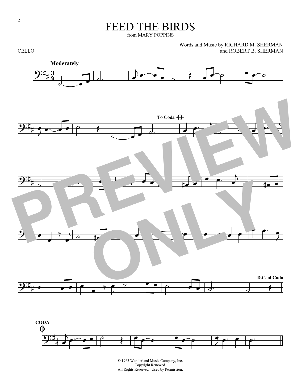 Download Robert B. Sherman Feed The Birds (Tuppence A Bag) (from M Sheet Music