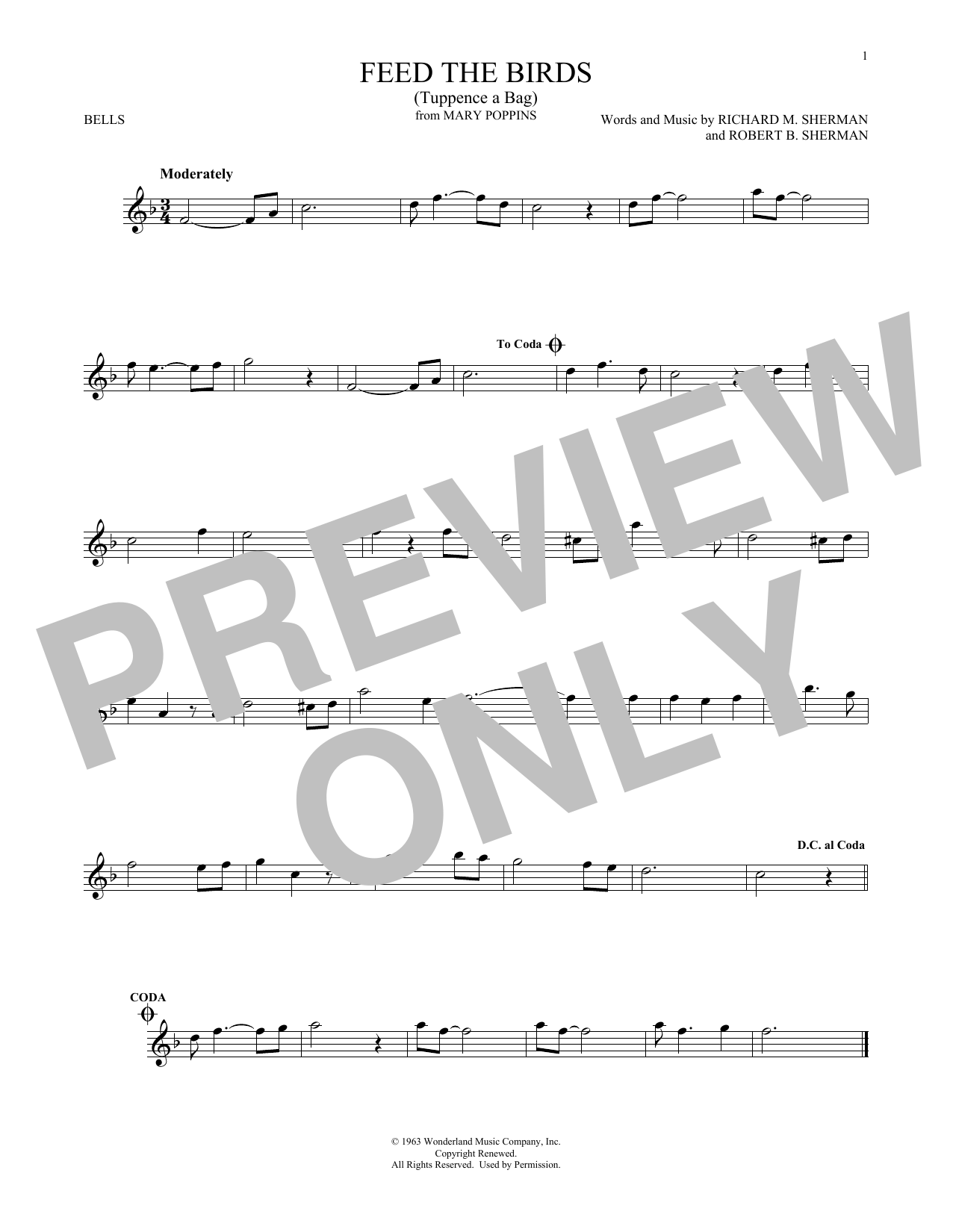 Download Sherman Brothers Feed The Birds (Tuppence A Bag) (from M Sheet Music