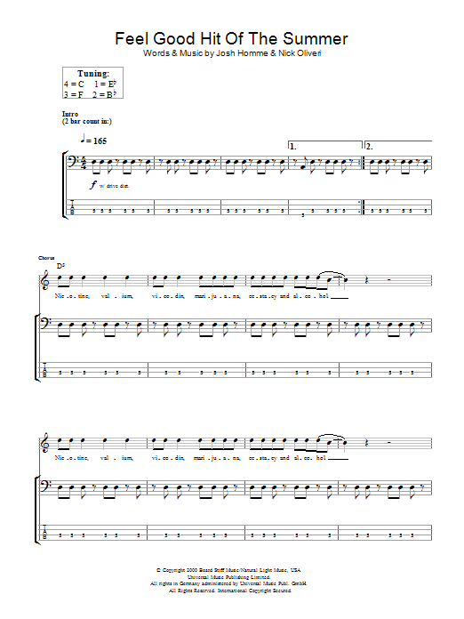 Download Queens Of The Stone Age Feel Good Hit Of The Summer Sheet Music