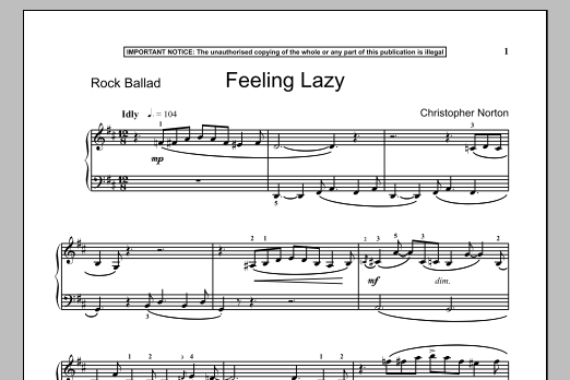 Download Christopher Norton Feeling Lazy Sheet Music