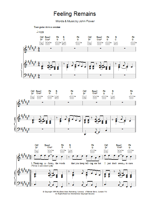 Cast Feeling Remains sheet music notes printable PDF score