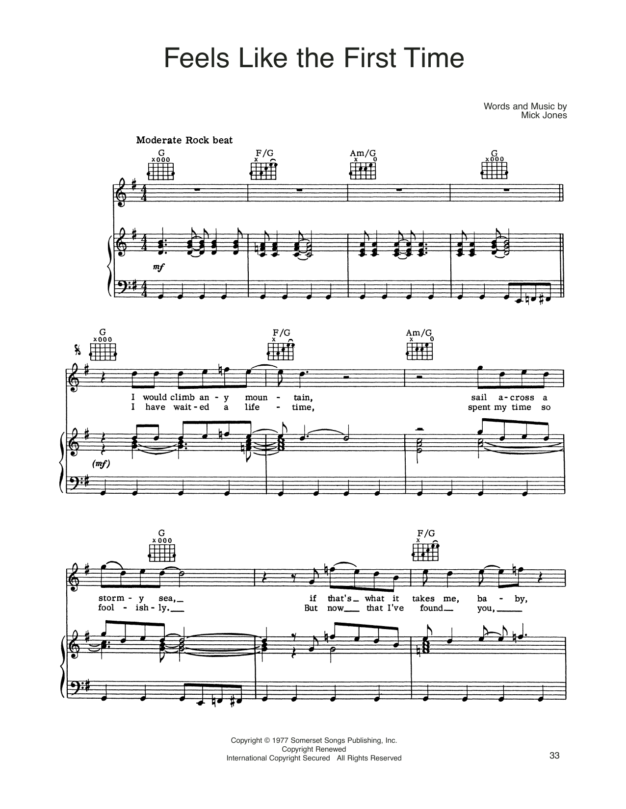 Download Foreigner Feels Like The First Time Sheet Music