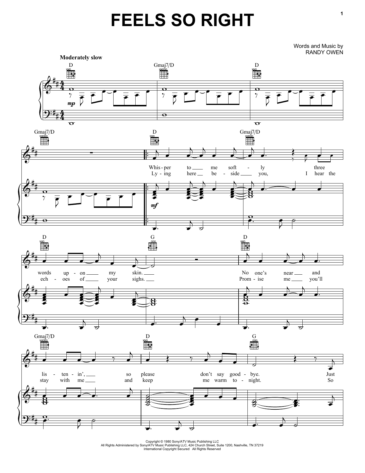 Alabama Feels So Right sheet music notes printable PDF score